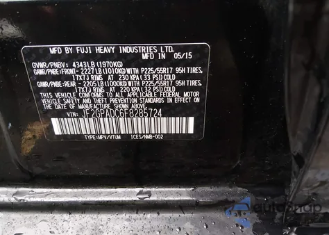 2015 Subaru Xv Crosstrek 2.0I Premium z USA, uszkodzony, nr VIN JF2GPADC6F8285724